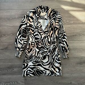 Anthropologie Zebra Print Wrap Mini Dress
